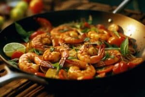 wok de crevettes thai recette