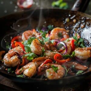 Recette de pêche aux crevettes : Wok de crevettes à la thaïlandaise