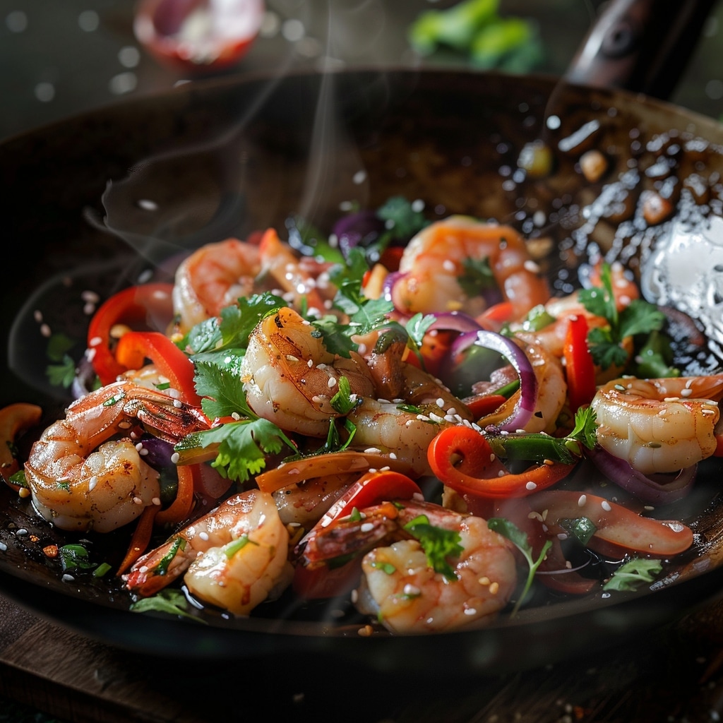 Recette de pêche aux crevettes : Wok de crevettes à la thaïlandaise