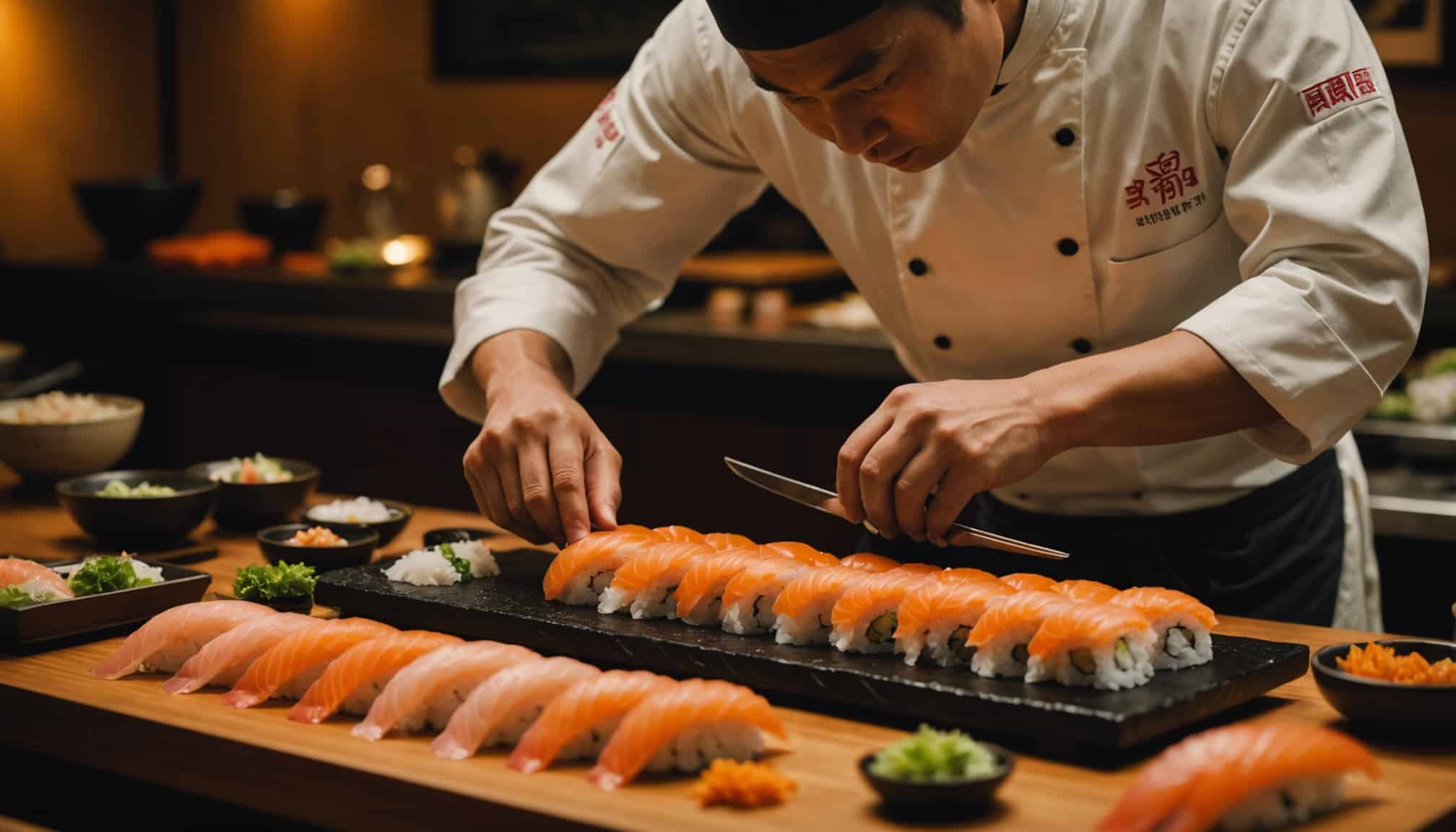 Découpe raffinée de poisson selon la tradition japonaise