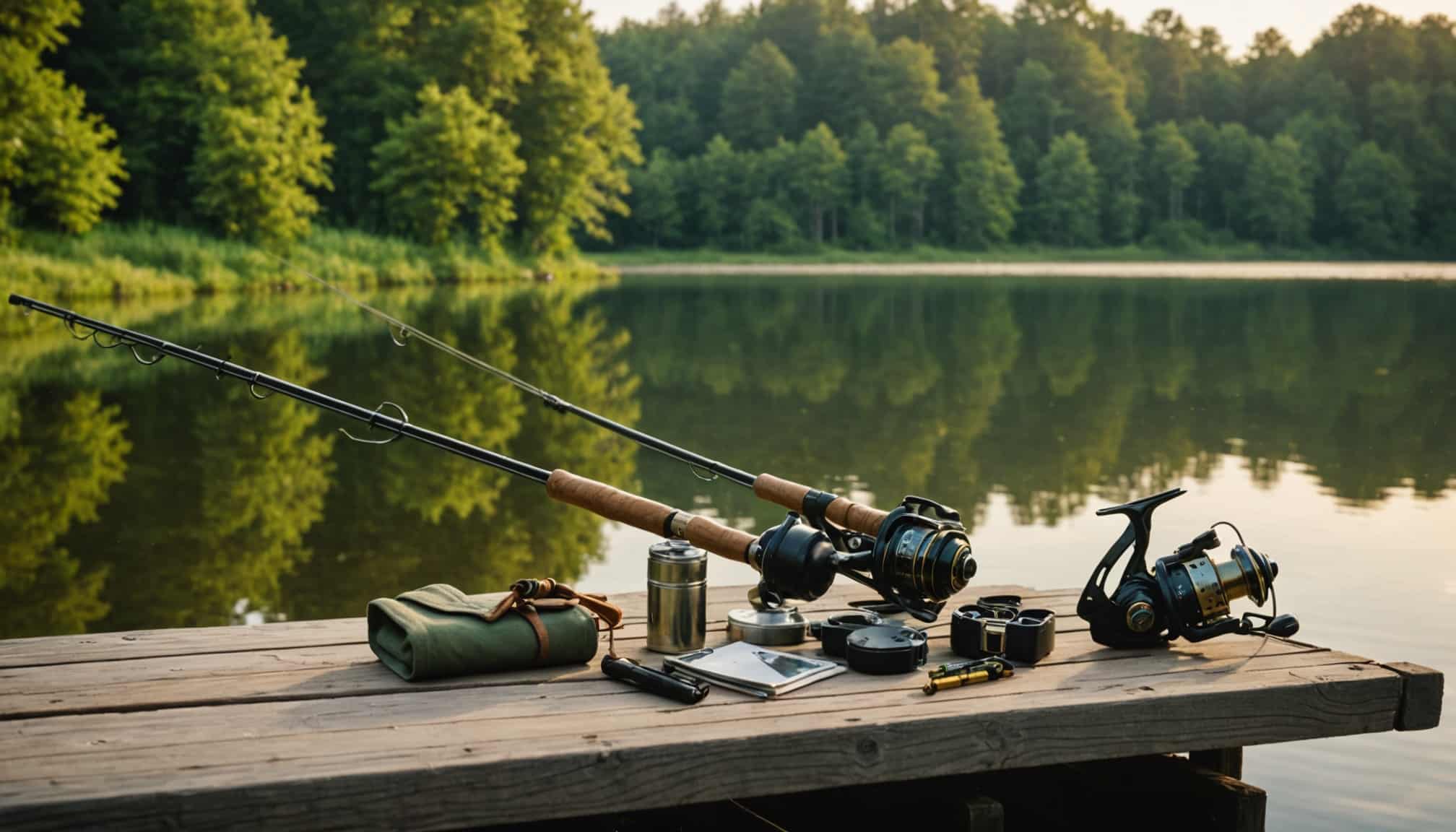 Débutant pêcheur apprenant à utiliser un moulinet