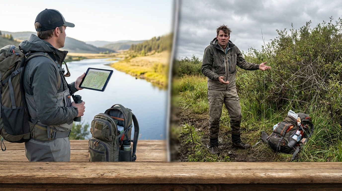 erreurs randonnée pêche - Erreur #1 : Négliger la Reconnaissance du Terrain Avant la Sortie