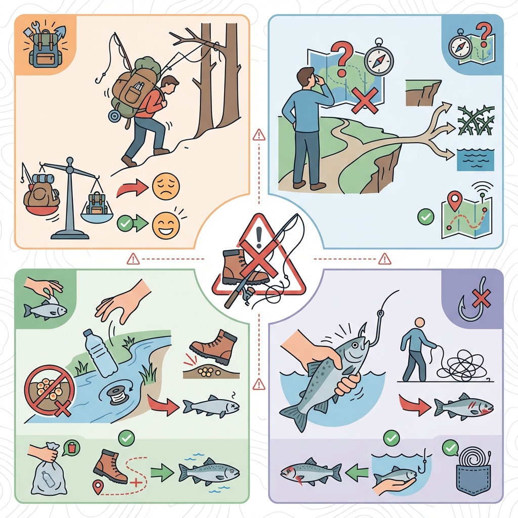 Infographie erreurs randonnée pêche