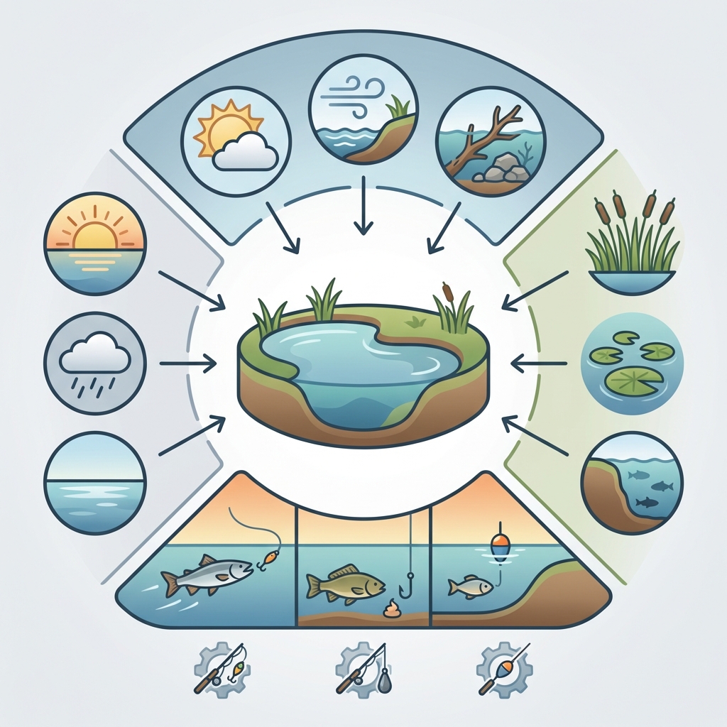 Infographie spot de pêche en étang