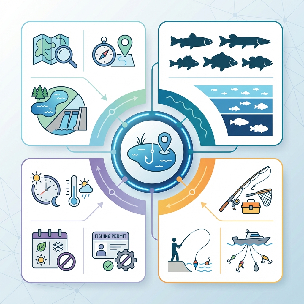 Infographie spot de pêche en lac