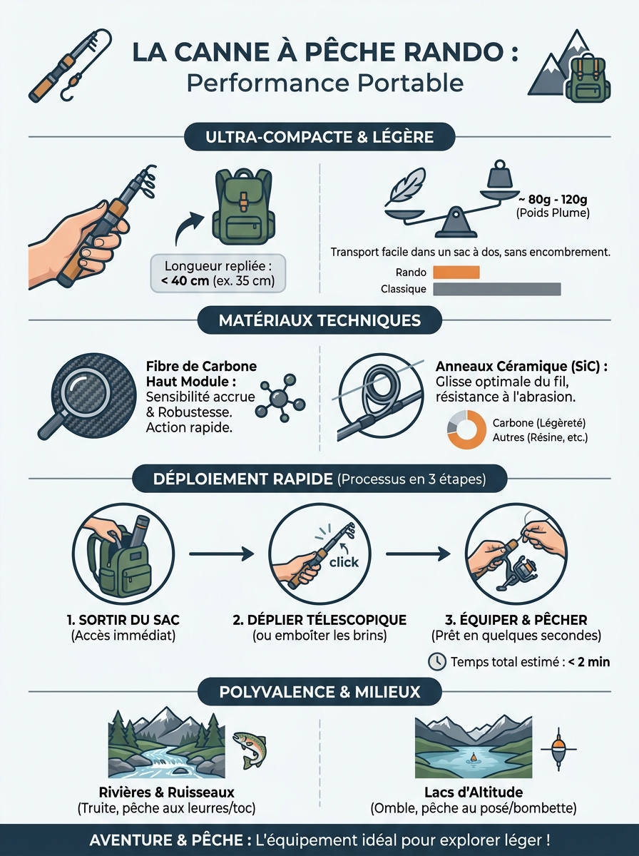 Infographie canne à pêche rando