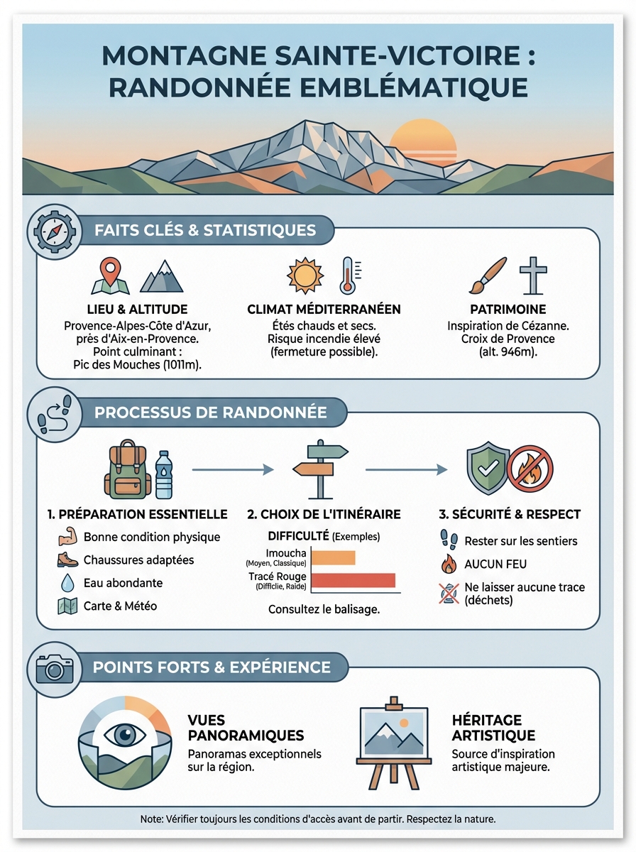 Infographie montagne sainte-victoire randonnée