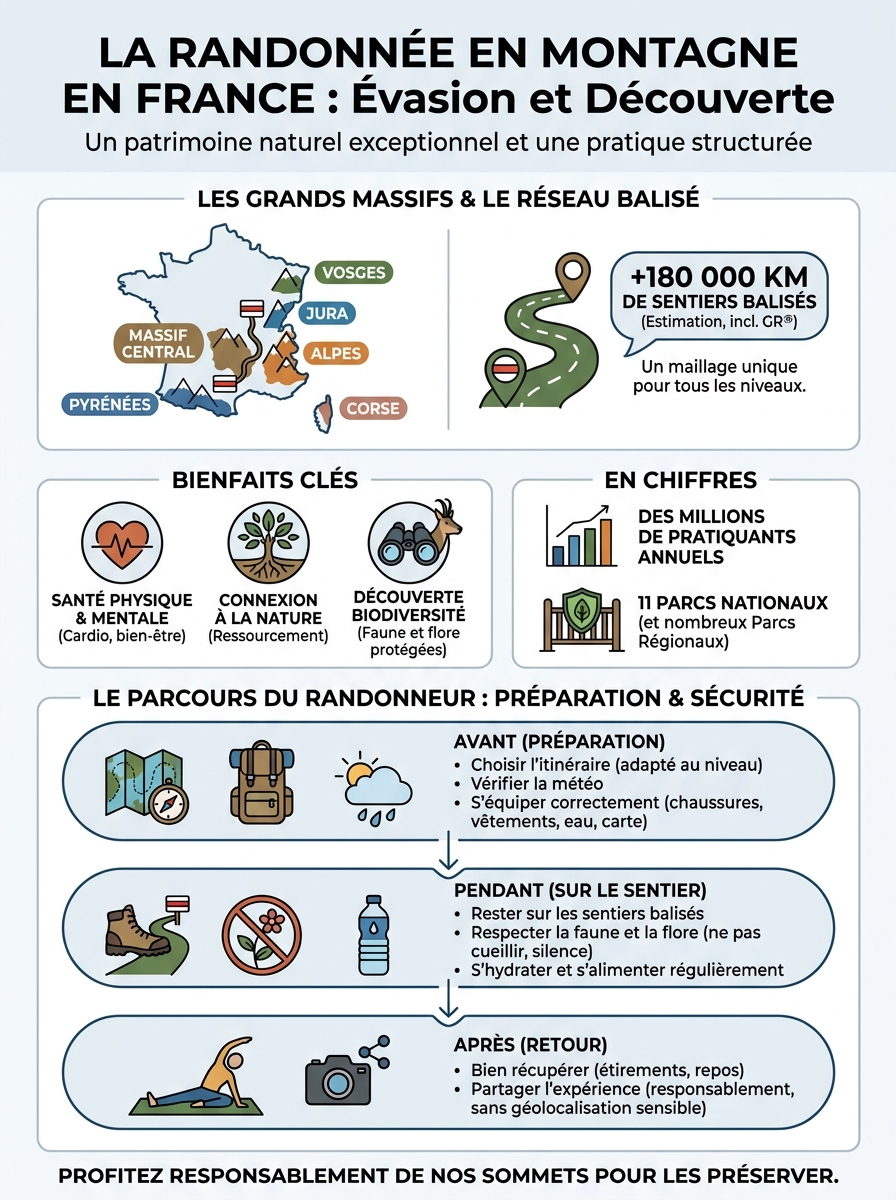 Infographie randonnée france montagne