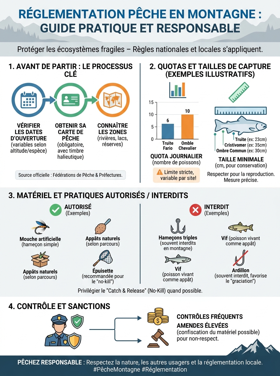 Infographie réglementation pêche en montagne