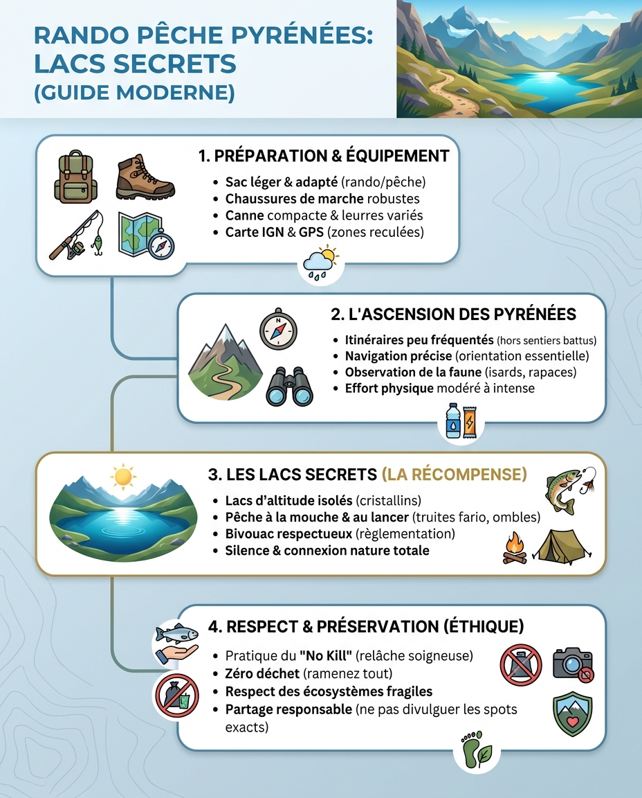 rando pêche Pyrénées lacs secrets - infographic