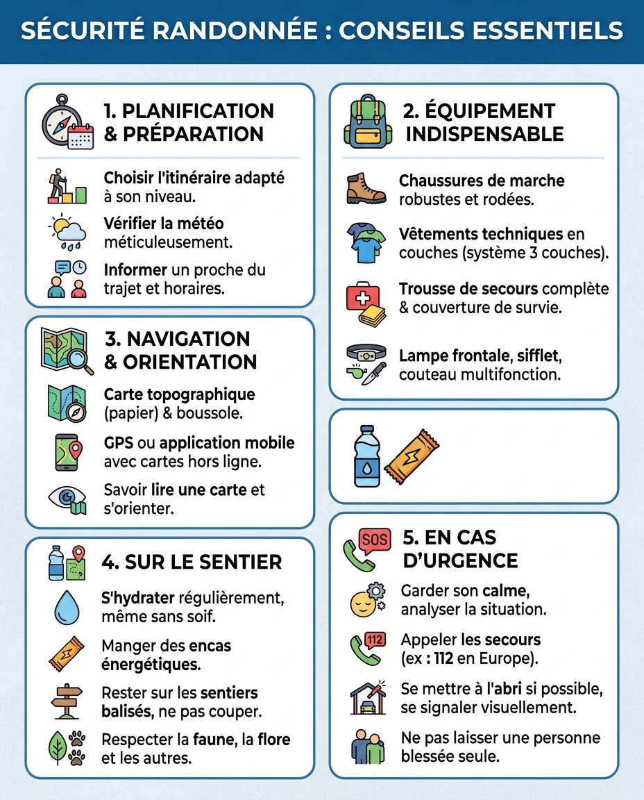 sécurité randonnée conseils essentiels - infographic