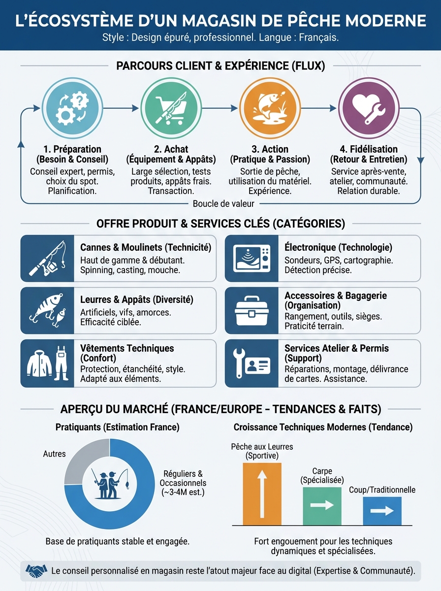 Infographie magasin de pêche