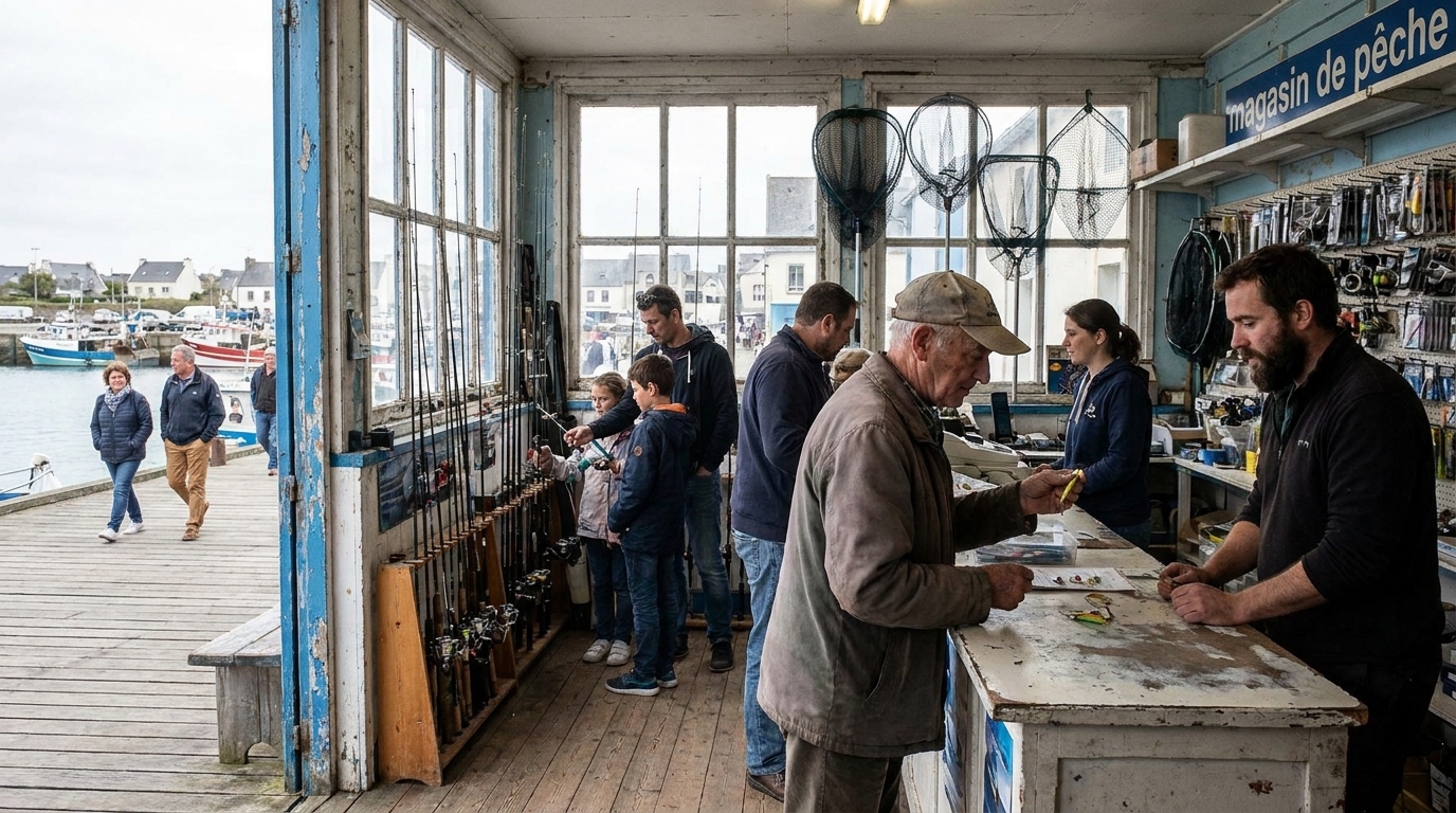 magasin de pêche en situation réelle